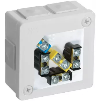 VIPLAST VP-22 pinta-asennus jakorasia liittimillä, 6 kaapeliläpivientiä, valkoinen, IP55, 86x86x40 mm