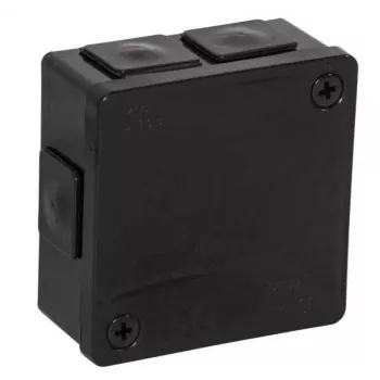 VIPLAST VP-22 pinta-asennettava jakorasia liittimillä, 6 kaapeliläpivientiä, IP55, musta, 86x86x40 mm