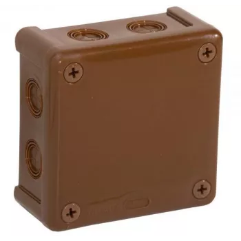 VIPLAST VP-42 pinta-asennettava tyhjä kojerasia, 8 kaapeliläpivientiä, ruskea, IP55, 98x98x42 mm 042-02