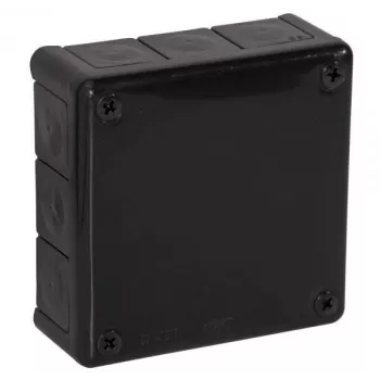 VIPLAST VP-51 pinta-asennettava tyhjä jakorasia, 12 kaapelin läpivientiä, IP55, musta, 118x118x46 mm, 051-05