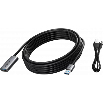 VISION TC 5MUSB3.0EXT+/BL USB 3.0 -aktiivinen jatkokaapeli 5 m USB-A uros/naaras musta hopea