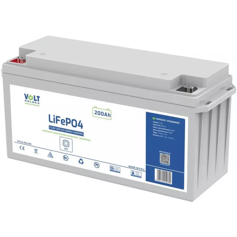 VOLT POLSKA litiumrauta-fosfaatti LiFePO4 akku 12,8V 200Ah 200A