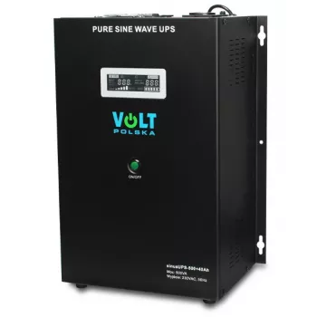 VOLT POLSKA Sinus UPS 500 Line-Interactive UPS, 500VA/300W, puhdas siniaalto, 12V 40Ah ulkoinen akku