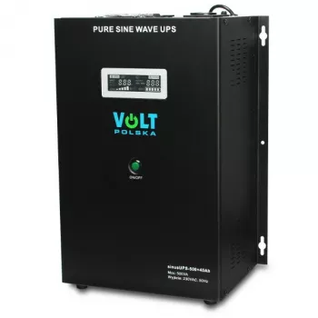 VOLT POLSKA Sinus UPS 500 Line-Interactive UPS, 500VA/300W, puhdas siniaalto, 12V 40Ah ulkoinen akku
