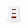 Voltage GaN 67W seinälaturi, 2x USB-C & 1x USB-A, PD 3.0, QC 3.0, PPS, EU-pistoke, valkoinen