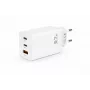 Voltage GaN 67W seinälaturi, 2x USB-C & 1x USB-A, PD 3.0, QC 3.0, PPS, EU-pistoke, valkoinen