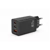 Voltage GaN laturi 67W seinälaturi, PD 3.0 / QC 3.0, 2x USB-C & 1x USB-A, EU-pistoke, musta