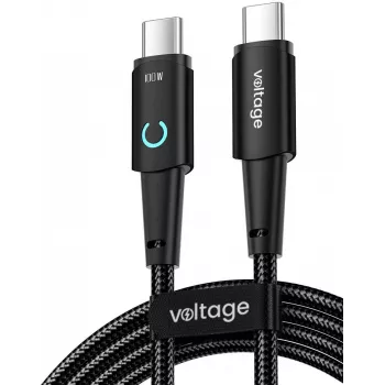 VOLTAGE PowerAngle USB-C - USB-C 100W PD -kaapeli 1 m musta