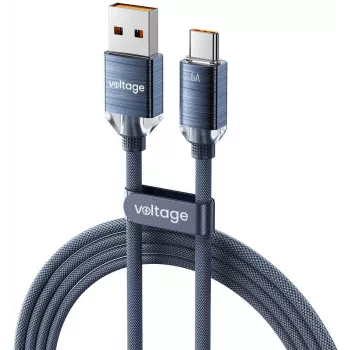 VOLTAGE PureCrystal 66W USB-A - USB-C -pikalatauskaapeli 1 m sininen