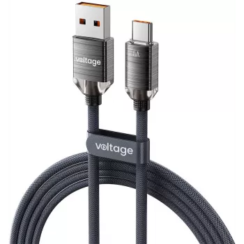 VOLTAGE PureCrystal USB-A - USB-C -kaapeli 66W 2 m musta