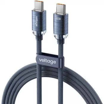 VOLTAGE PureCrystal USB-C - USB-C -kaapeli 100W PD 2m sininen