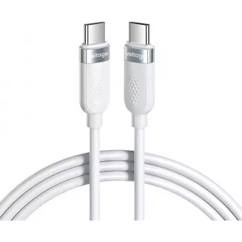 VOLTAGE VEKS100CC100WE silikoni USB-C - USB-C -kaapeli 100W PD 1m valkoinen