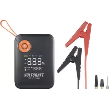 VOLTCRAFT apukäynnistin VC-CJS76 VC-16024485 300 A 12 V latausasemalla, 2x 12V lähtö, 2x USB, LED-taskulamppu, LCD-näyttö