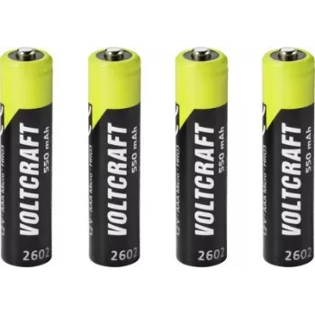 VOLTCRAFT Micro (AAA) NiMH akku 550 mAh 1,2 V Ready to Use, 4 kpl:n pakkaus (VC-17275405)