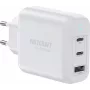 VOLTCRAFT UC-70W001 GaN USB-seinälaturi 70W 2x USB-C PD 3.2 + 1x USB-A pikalataus valkoinen VC-18791125