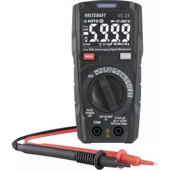 Voltcraft VC-23 TRMS digitaalinen yleismittari CAT III 600 V Auto-Ranging kapasitanssilla, taajuudella, lämpötilalla, NCV
