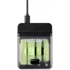 Voltcraft VC-BC4-PB1 2-in-1 NiMH akkulaturi ja varavirtalähde 4x AA/AAA, 500 mA, USB-C-tulo, USB-A-lähtö, musta