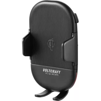 VOLTCRAFT VC-Qi-WCM15 Qi langaton autotuuletusteline puhelimelle, 15W pikalataus, 55-89mm, automaattinen kiinnitys, musta