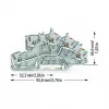 WAGO 2203-7545 3-johdin asennusliitin Push-in CAGE CLAMP -tekniikalla, L/L/PE, harmaa/vihreä-keltainen
