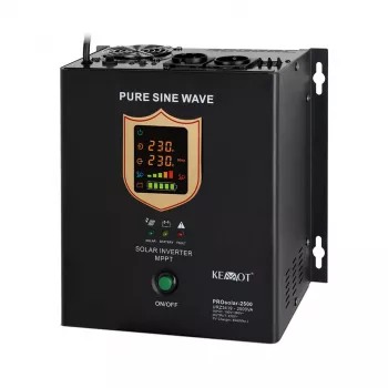 Seinäkiinnitteinen aurinkosähköinvertteri KEMOT PROsolar-2500 (24V 230V 25000VA/1800W)