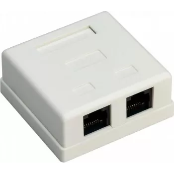 Wentronic Goobay 77633 Cat 6 suojattu pinta-asennettava RJ45-verkkorasia, 2-porttinen, valkoinen