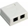 Wentronic Goobay 77633 Cat 6 suojattu pinta-asennettava RJ45-verkkorasia, 2-porttinen, valkoinen