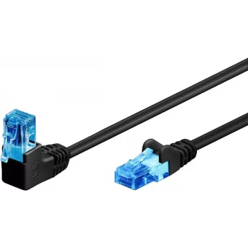 WENTRONIC Goobay CAT 6A patch-kaapeli, 1x 90° kulma, U/UTP, musta, 10 m - lukko ylhäällä, CCA kuparipinnoitettu alumiini (51533)