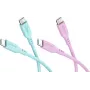 WENTRONIC Goobay Coral Crush Set 2x USB-C silikonikaapeli, 1,5 m, turkoosi & pinkki (81260)
