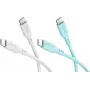 WENTRONIC Goobay Crystal Lagoon -sarja 2x USB-C -silikonikaapeli, 1,5 m, valkoinen & turkoosi (81259)