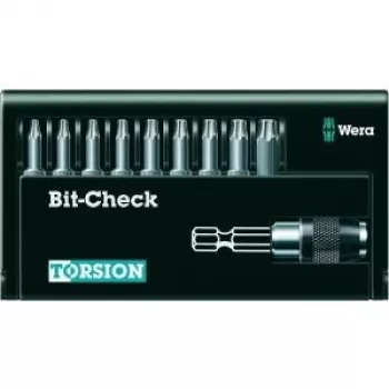 Wera 05056164001 9-osainen Torx-bittisarja Rapidaptor-pidikkeellä, 1/4 tuuman kuusioistukka, 25 mm bitit, TX8–TX40, Bit-Check-rasia