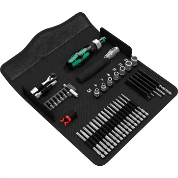 Wera Kraftform Kompakt H 1 Woodcraft ruuvimeisselin kahva 12 sekalaisella bitillä - Hex, Phillips, Pozidriv, Torx