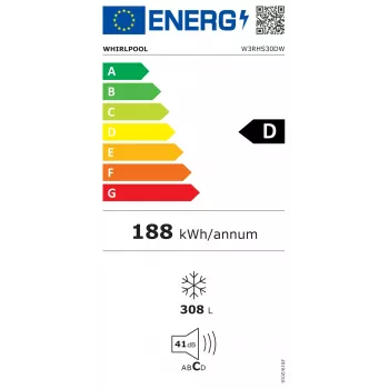 Whirlpool W3RHS30DW pakastinarkku 308L, energialuokka D, valkoinen, vapaasti seisova LED-näytöllä