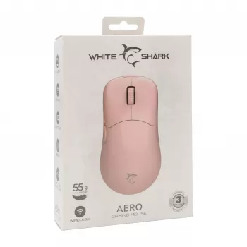 White Shark AERO PINK langaton pelihiiri (pinkki, 10000 DPI, 2,4 GHz/USB-C)