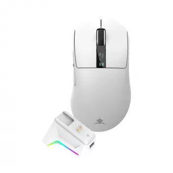 White Shark GAWAIN-W langaton pelihiiri – 12000 DPI, 500mAh akku, 56g, valkoinen