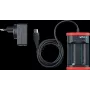 WIHA 41915 USB-laturi Li-Ion-akuille, 2 paikkaa, 5V DC tulo, 3,6V DC lähtö, 1A per paikka, LED-näyttö, musta/punainen