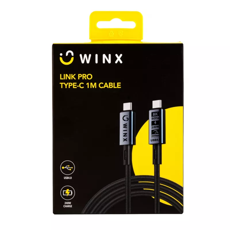 WINX LINK Pro Type-C 1m kaapeli 100W PD USB 2.0 480Mbps musta