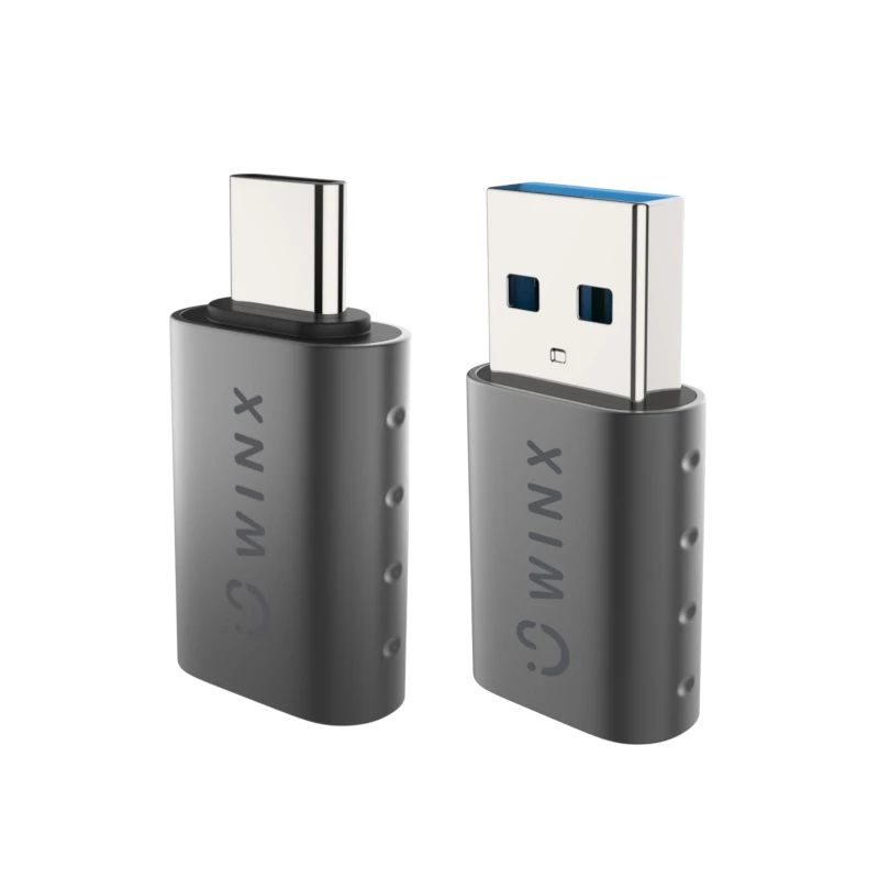 WINX LINK Simple Type-C- ja USB-adapteriyhdistelmä – USB-C-uros USB-A-naaras & USB-A-uros USB-C-naaras, USB 2.0, 480 Mbit/s, space gray