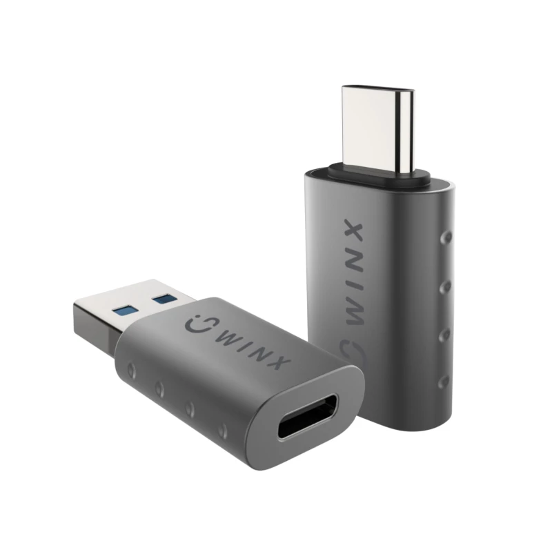 WINX LINK Simple Type-C- ja USB-adapteriyhdistelmä – USB-C-uros USB-A-naaras & USB-A-uros USB-C-naaras, USB 2.0, 480 Mbit/s, space gray