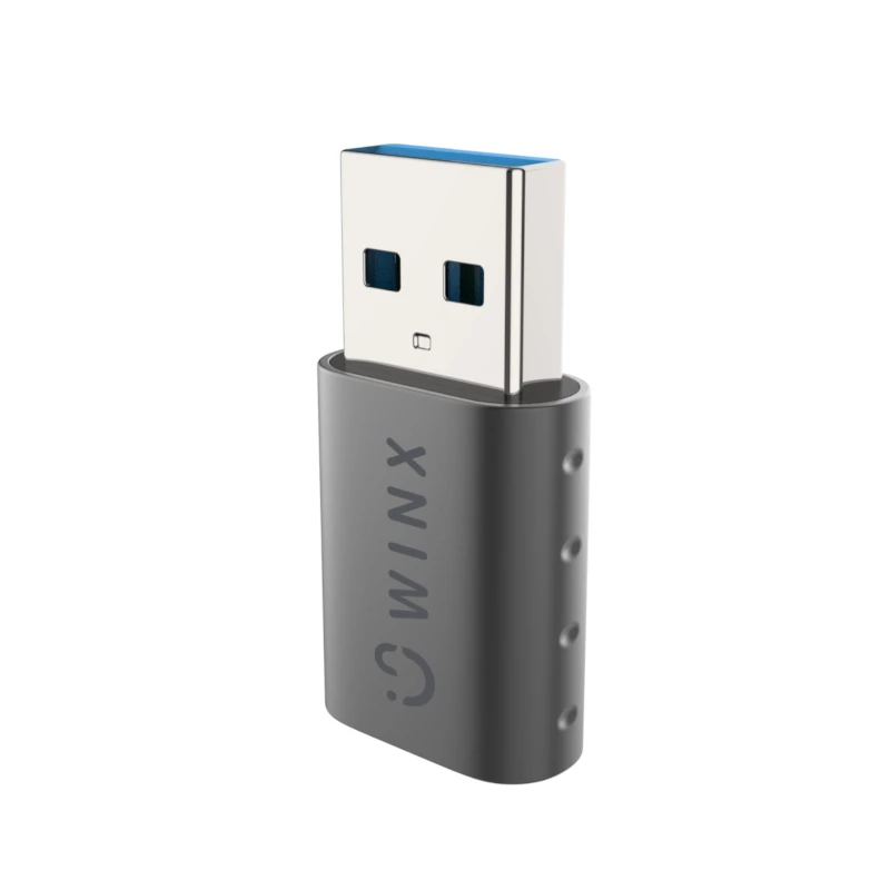 WINX LINK Simple USB-Type-C-adapteri kaksipakkaus (USB-A-uros USB-C-naaras, 5Gbit/s, 15W, Space Grey, 2 kpl:n pakkaus)