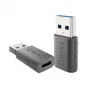 WINX LINK Simple USB-Type-C-adapteri kaksipakkaus (USB-A-uros USB-C-naaras, 5Gbit/s, 15W, Space Grey, 2 kpl:n pakkaus)