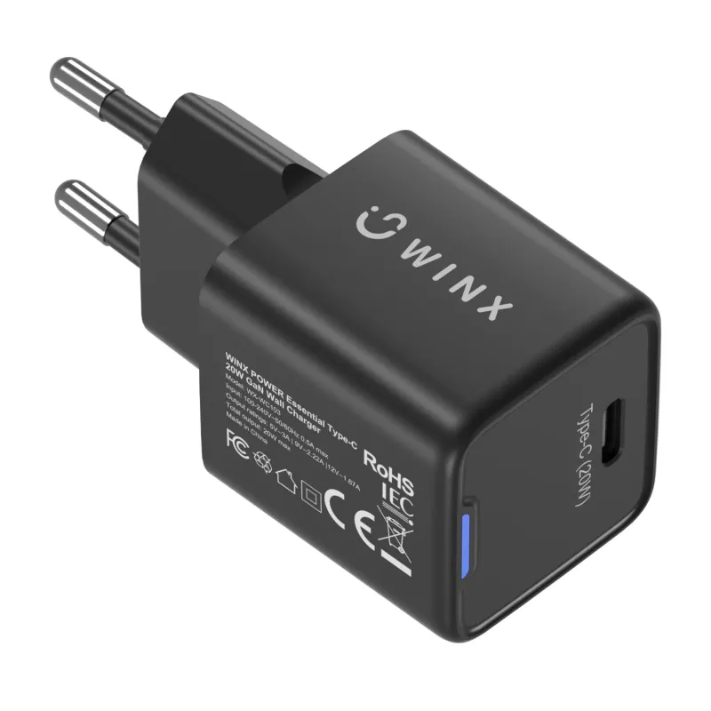WINX POWER Essential Type-C 20W GaN seinälaturi - valkoinen