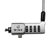 WINX Secure Max yleinen vaijerilukko koodilla - 4-numeroinen, nollattava numerolukko, punottu teräs, 1,8 m, musta/hopea