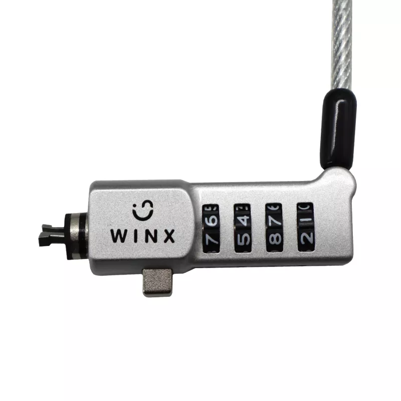 WINX Secure Max yleinen vaijerilukko koodilla - 4-numeroinen, nollattava numerolukko, punottu teräs, 1,8 m, musta/hopea