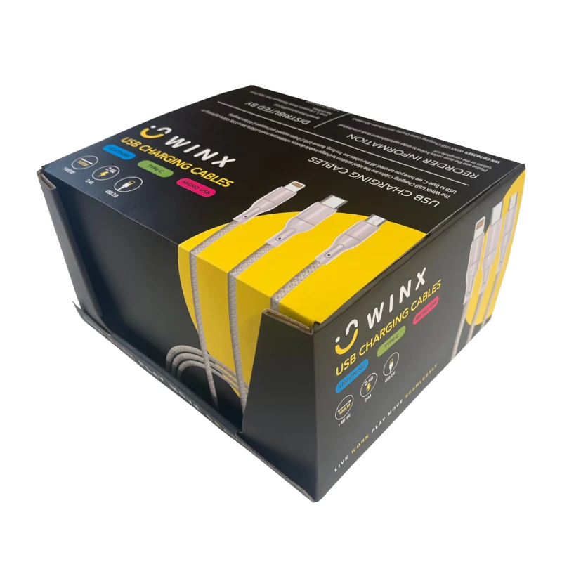 WINX USB-C - USB-A lataus- ja datakaapeli 1,2 m musta