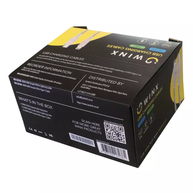 WINX USB-Type-C|Lightning-latauskaapeli 2-in-1-haarakaapeli 1,2m musta