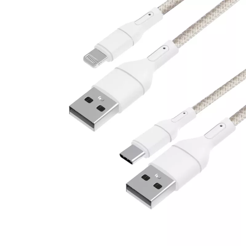 WINX USB-Type-C|Lightning-latauskaapeli 2-in-1-haarakaapeli 1,2m musta