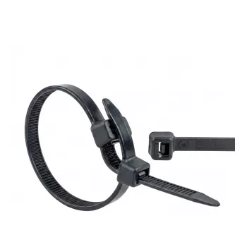 WKK nippuside 370 mm 7,60 mm musta UV-stabiloitu 100 kpl