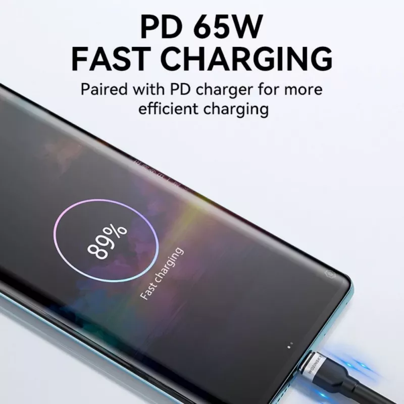 Wozinsky 1 m USB-C - USB-C-kaapeli 60W PD pikalataus ja datasynti musta