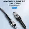 Wozinsky 1 m USB-C - USB-C-kaapeli 60W PD pikalataus ja datasynti musta