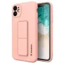 Wozinsky Apple iPhone 12 jalustallinen kotelo silikonikotelo jalustalla pinkki